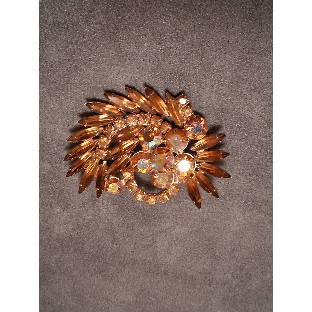 Vintage Weiss Champagne & Pink AB Rhinestone Brooch